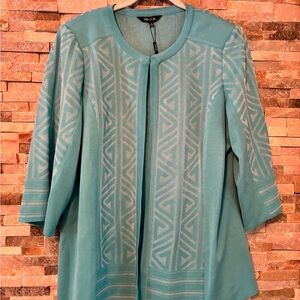 Misook Aqua Geometric Women's Knit Jacket